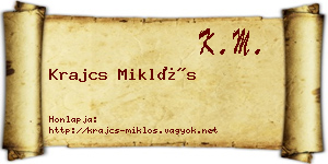 Krajcs Miklós névjegykártya